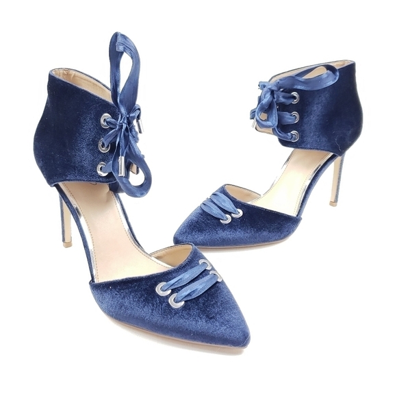 Badgley Mischka Shoes - Badgley mischka jewel velvet laluna lace corset ankle heels size 10